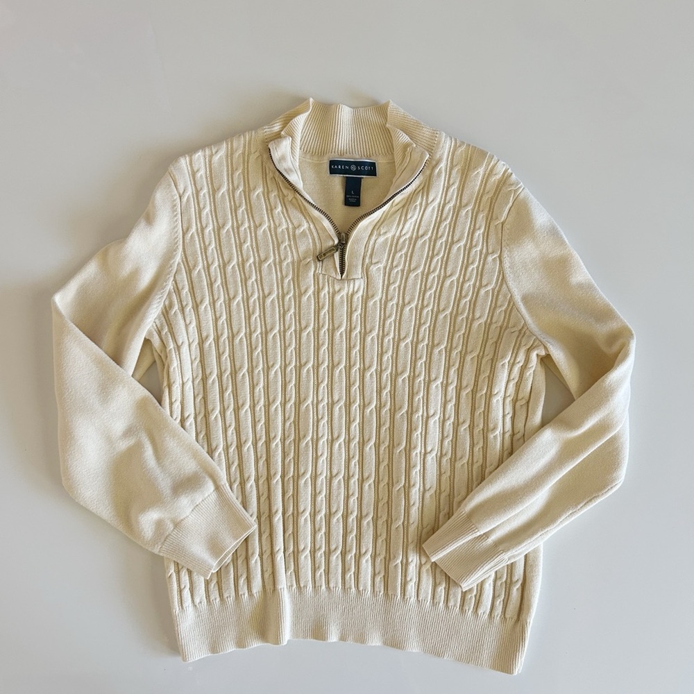Karen Scott Cable Knit Sweater - L